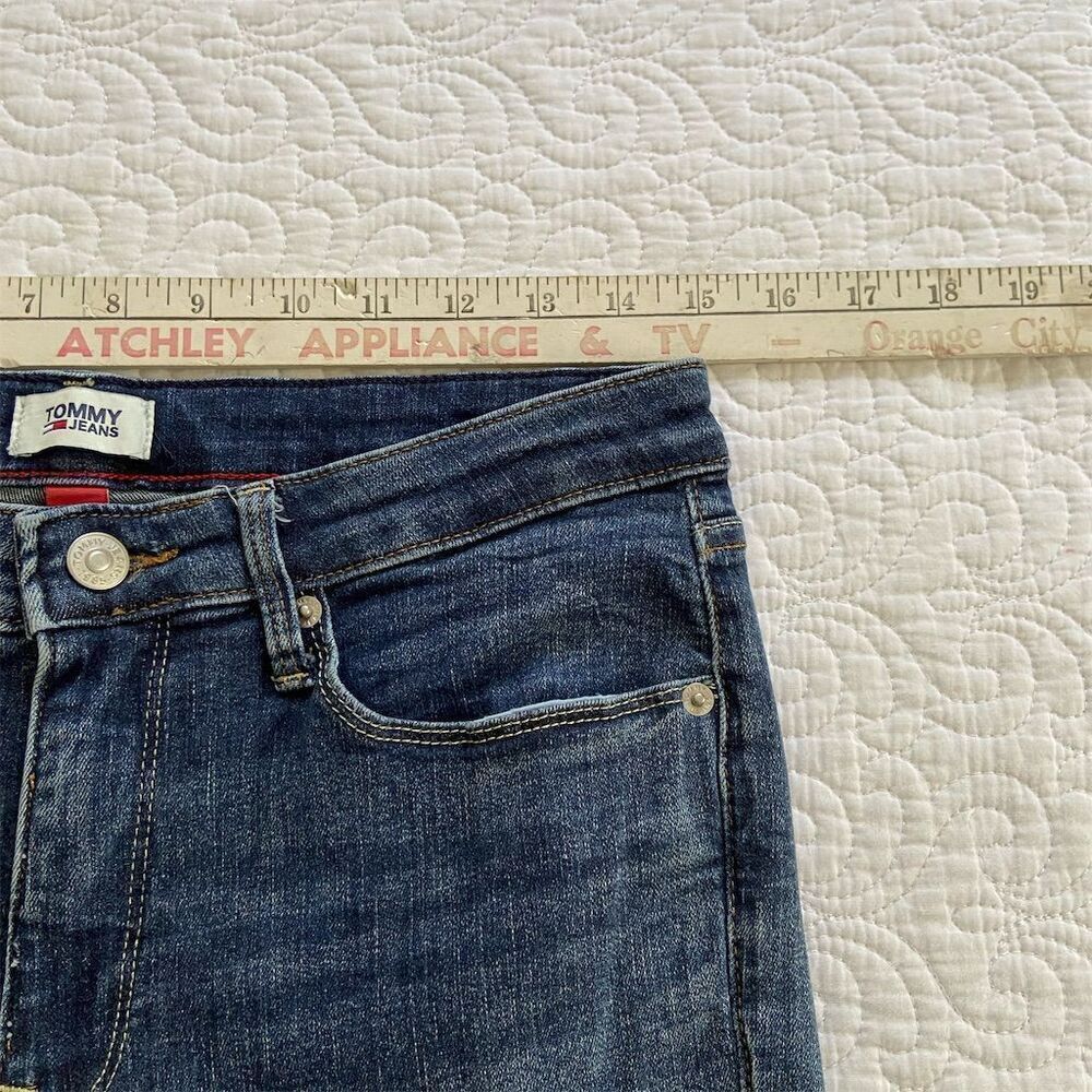 Tommy Jeans Mid-Rise Flare Blue Denim Iconic Patch Zip Fly​ Size 8 - Picture 12 of 14